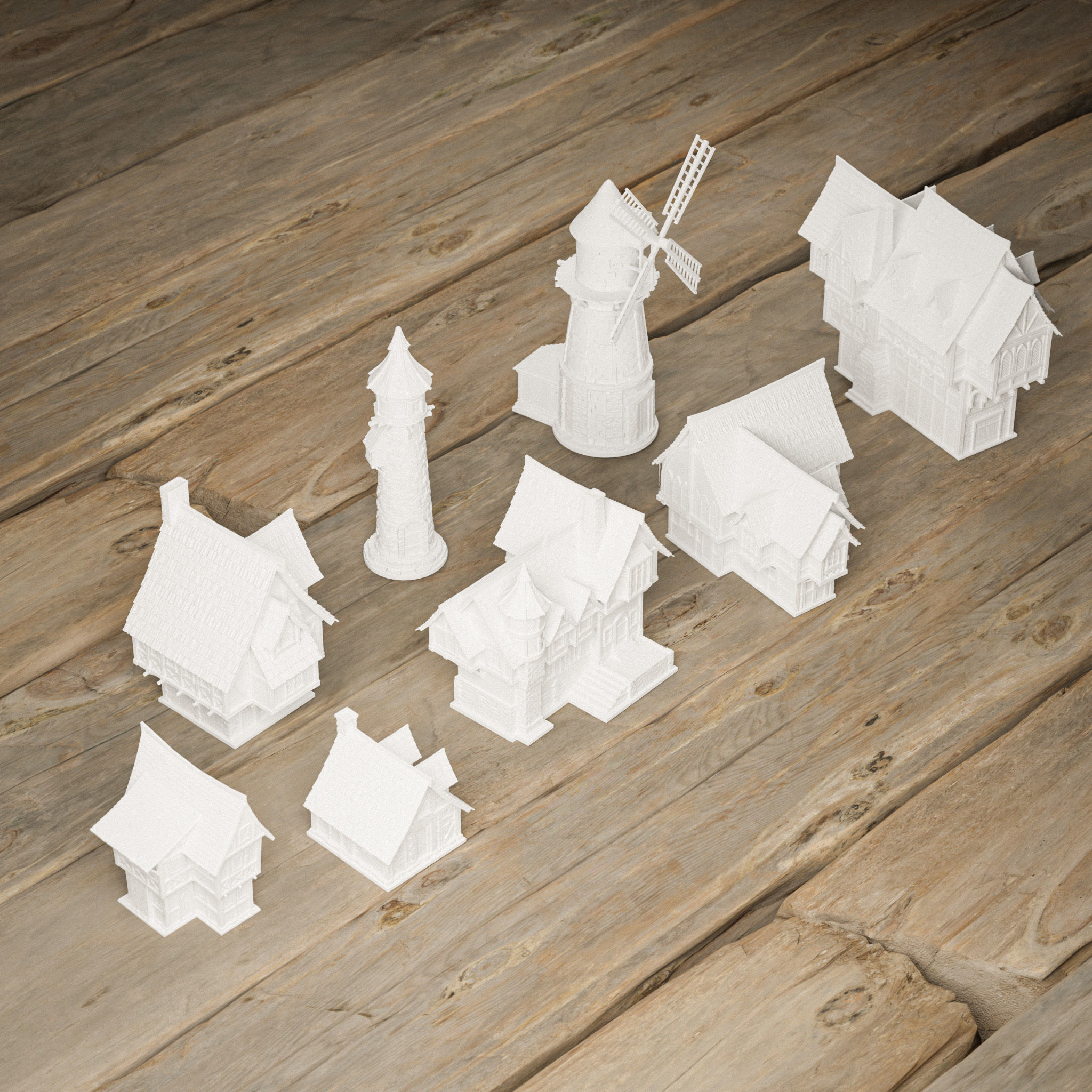 STYLIZED MEDIEVAL BUILDING PRINTABLE PACK 3D print model_1