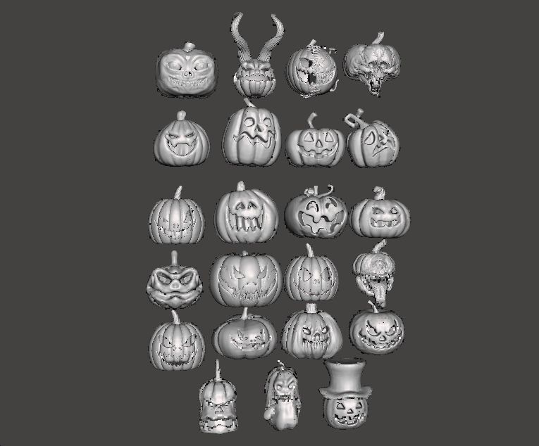 HALLOWEEN PUMPKINS MEGAPACK 23 FIGURE MODELS ORNAMENT DECORATION 3D print model_1