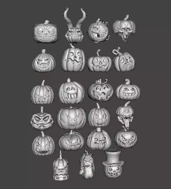 HALLOWEEN PUMPKINS MEGAPACK 23 FIGURE MODELS ORNAMENT DECORATION 3D print model_0