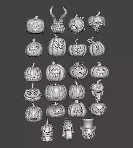 HALLOWEEN PUMPKINS MEGAPACK 23 FIGURE MODELS ORNAMENT DECORATION 3D print model