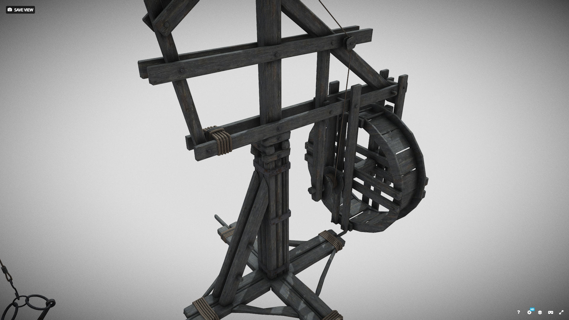 Medieval Machine Crane 01 Low-poly 3D model_1