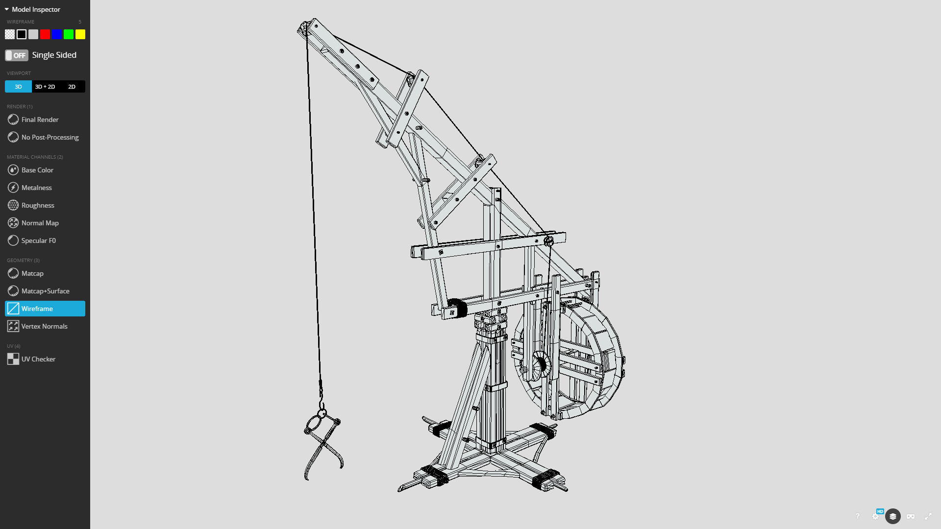 Medieval Machine Crane 01 Low-poly 3D model_3