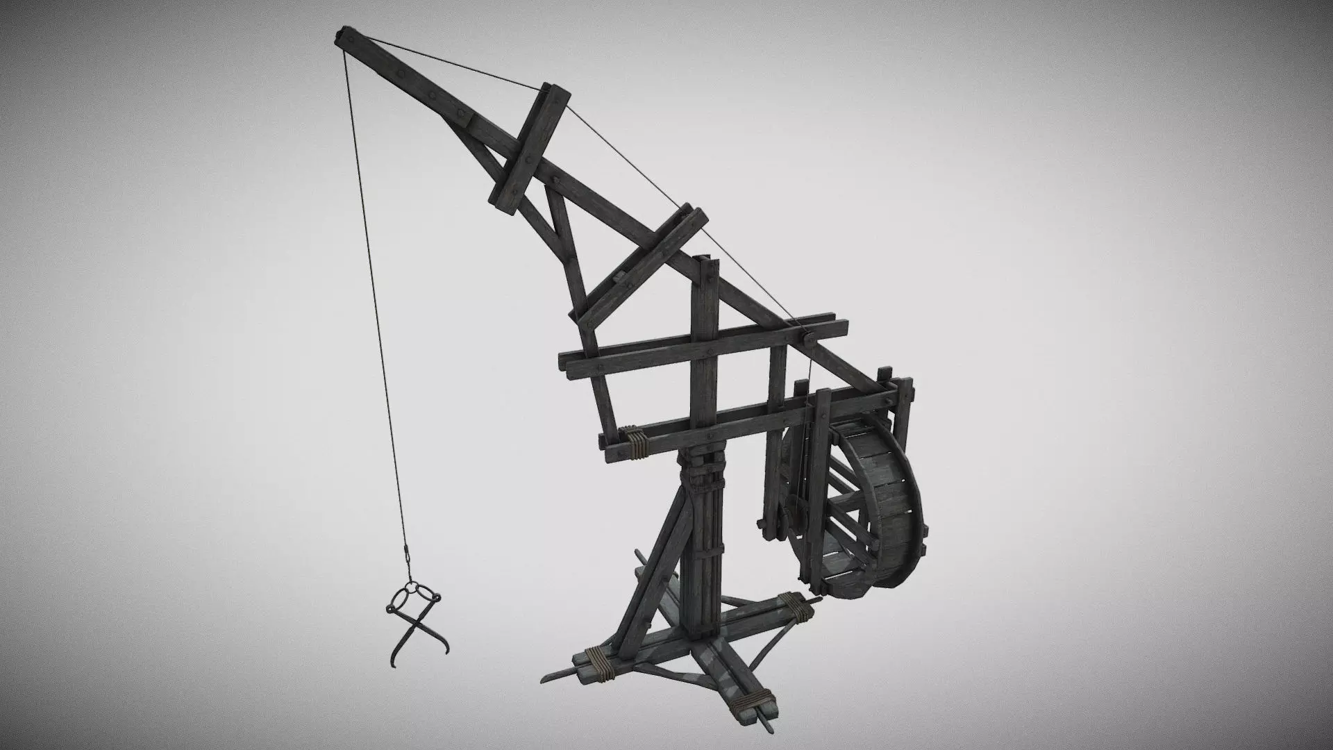 Medieval Machine Crane 01 Low-poly 3D model_0