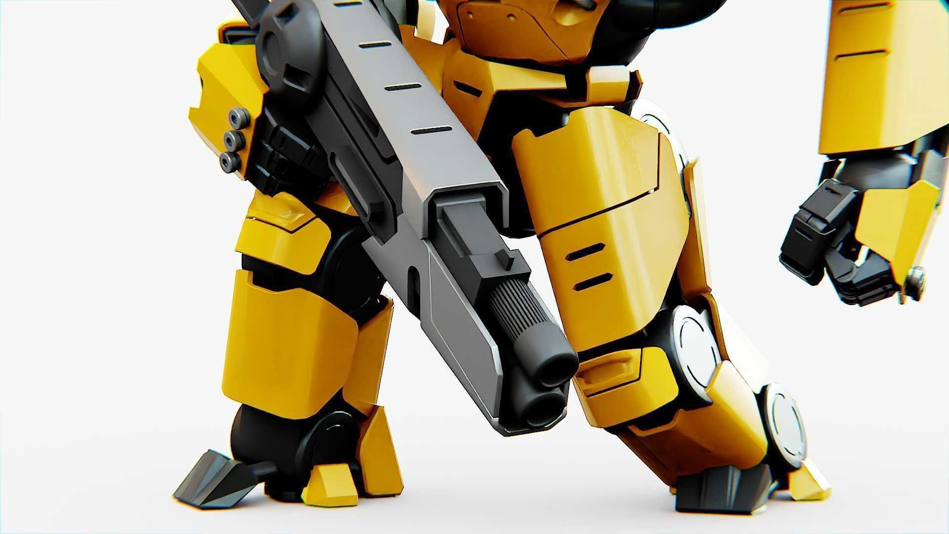 Doom Fighter V-4 Rigged for Unreal Engine - Unity - MIXAMO 3D model_19