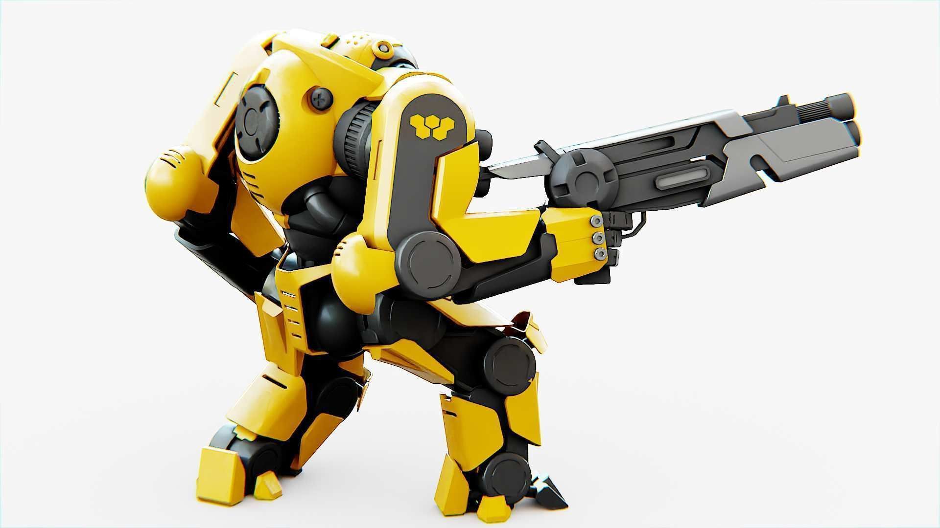 Doom Fighter V-4 Rigged for Unreal Engine - Unity - MIXAMO 3D model_26