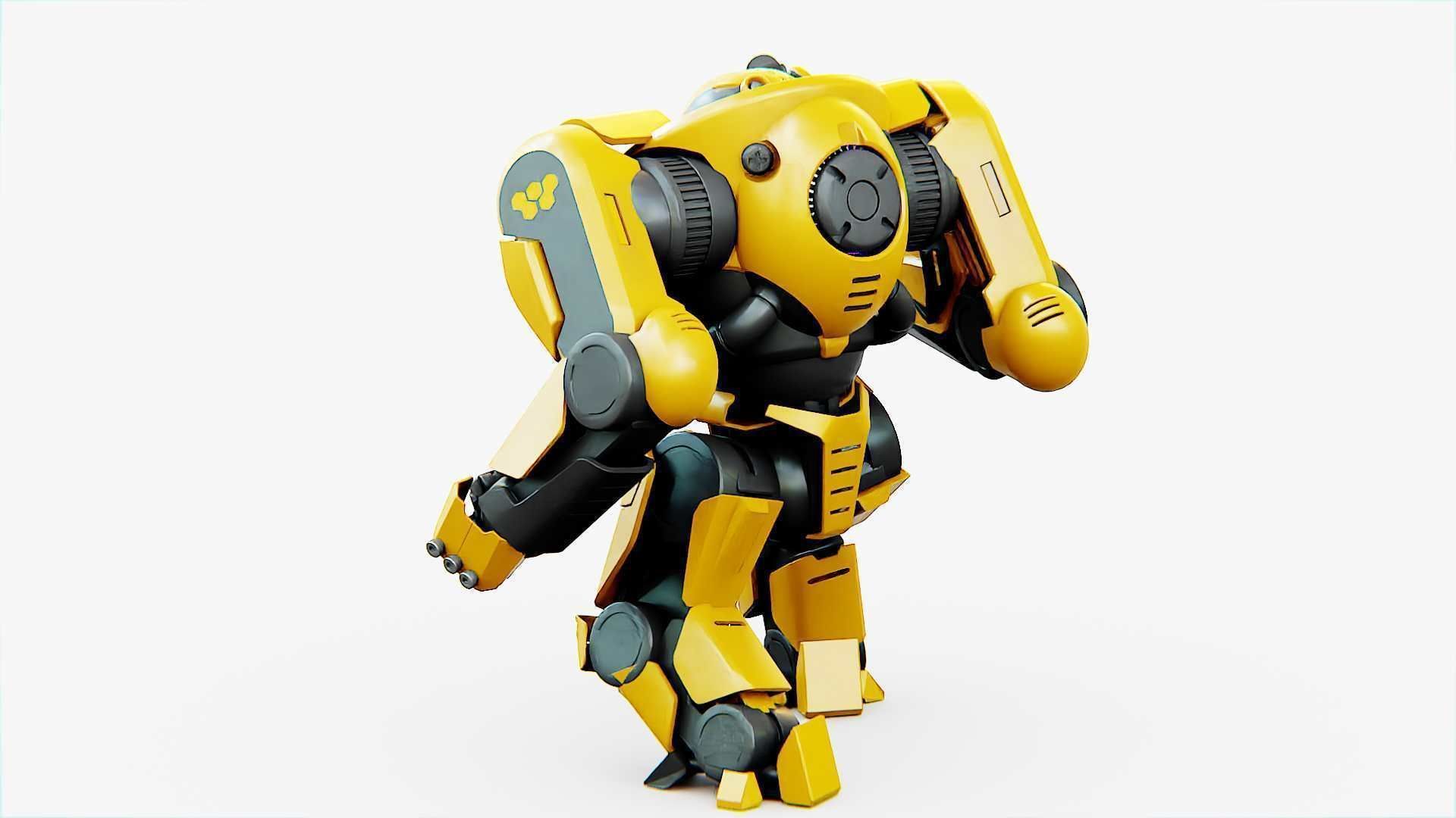 Doom Fighter V-4 Rigged for Unreal Engine - Unity - MIXAMO 3D model_25