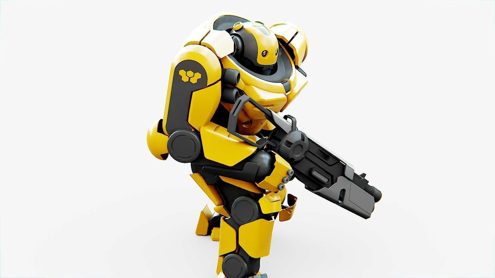 Doom Fighter V-4 Rigged for Unreal Engine - Unity - MIXAMO 3D model_13