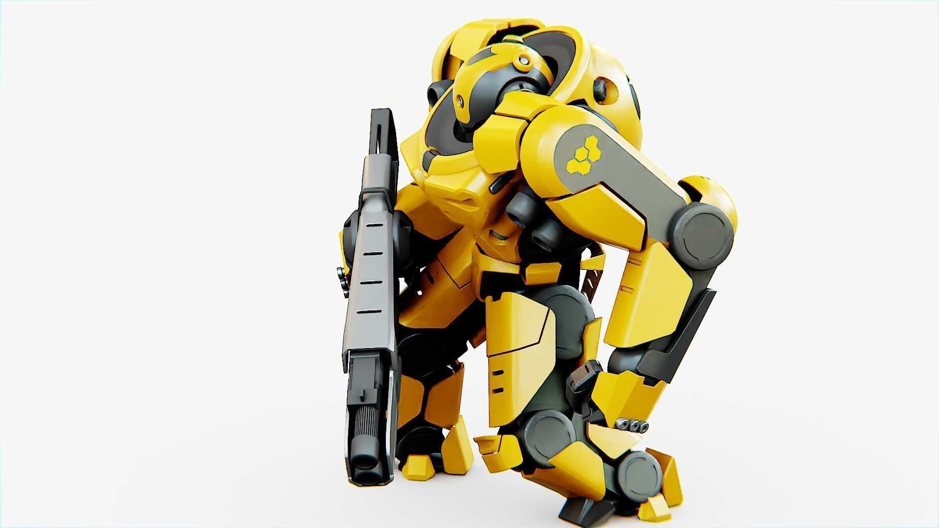 Doom Fighter V-4 Rigged for Unreal Engine - Unity - MIXAMO 3D model_7