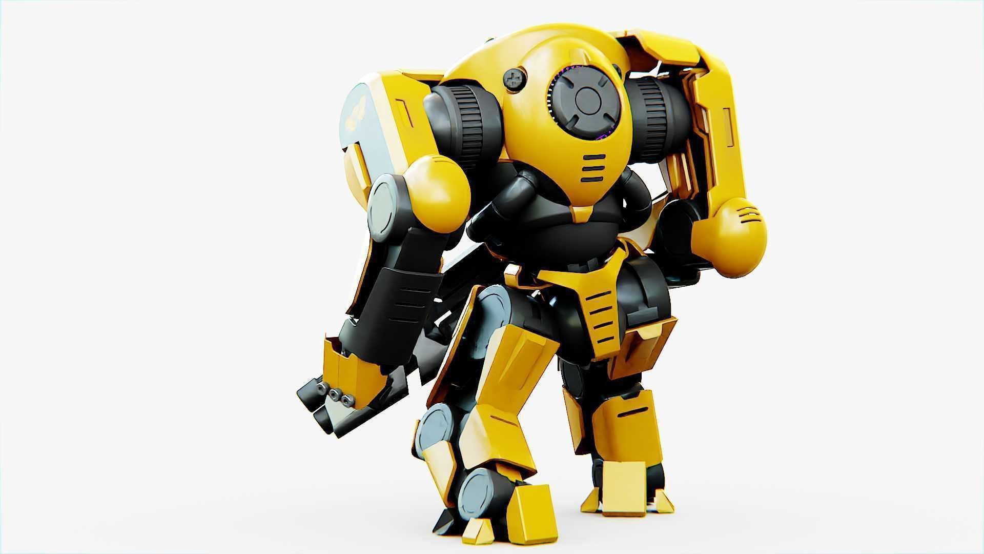 Doom Fighter V-4 Rigged for Unreal Engine - Unity - MIXAMO 3D model_9