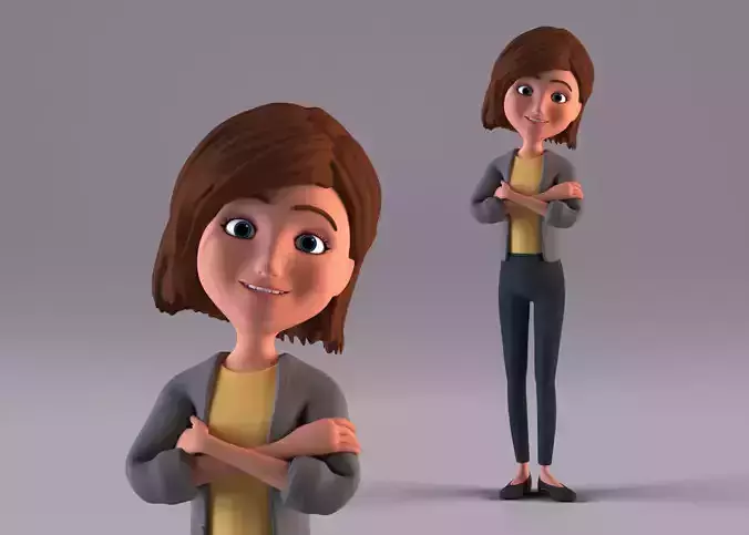 Young Woman - Rigged Low-poly 3D model