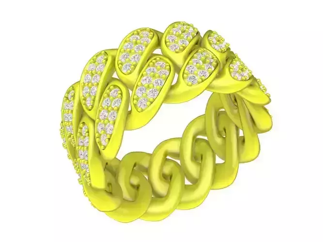 A7063 Diamond Cuban Ring 3D Print