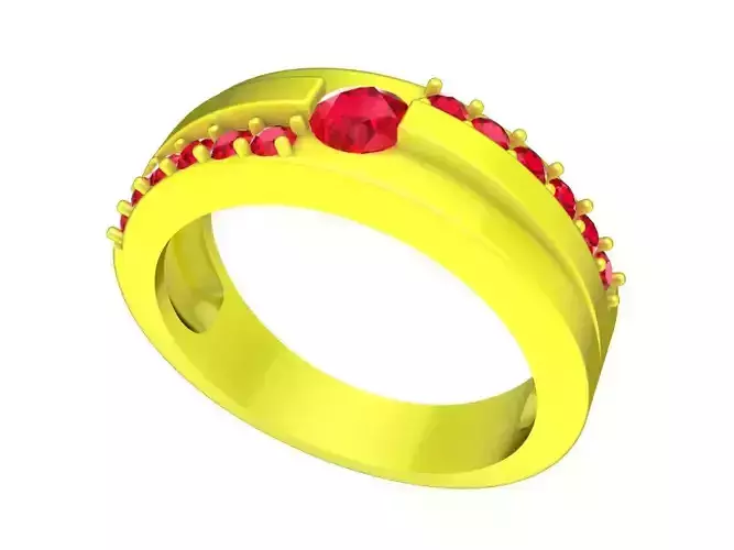 A7065 Diamond Wedding Rings 3D Print