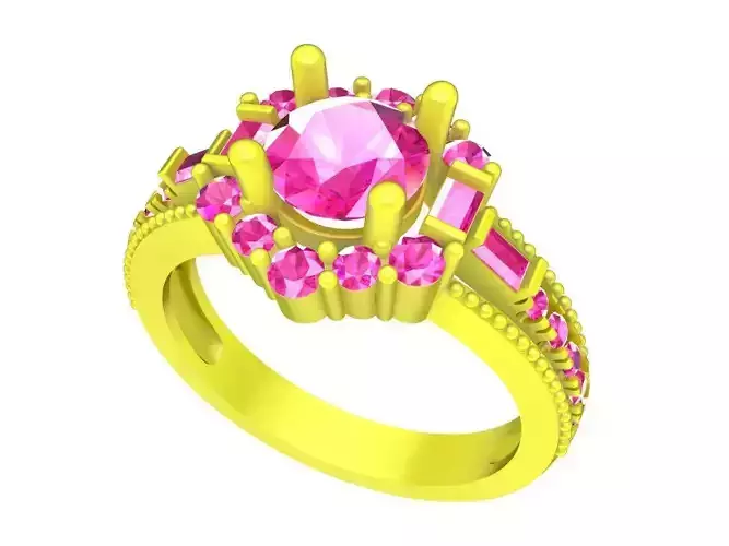 A7066 Fashion Korean Diamond Women Ring 3D Print
