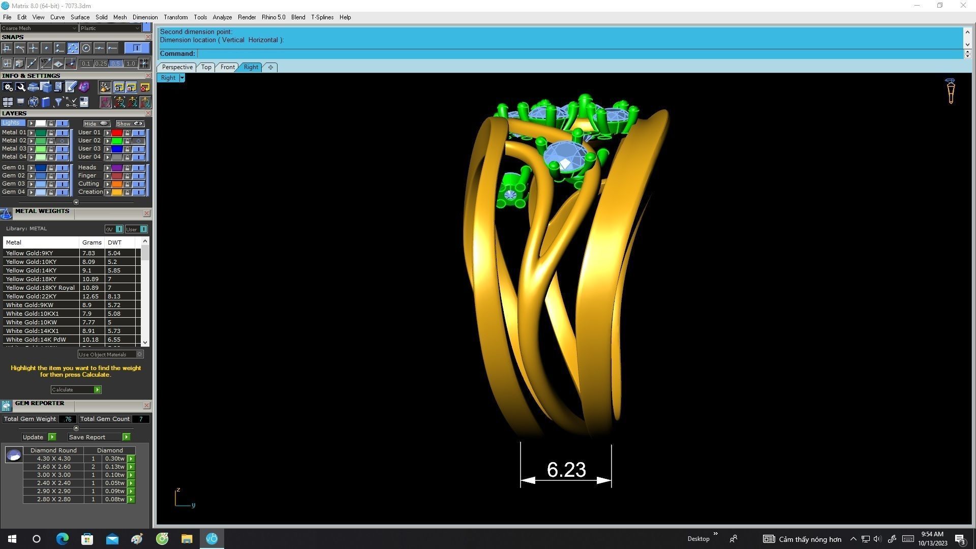 7073 non traditional diamond fashion ring for women 3D print model_7