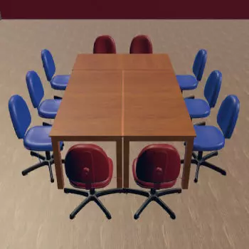 Conference table and chair set 2 3D model_0