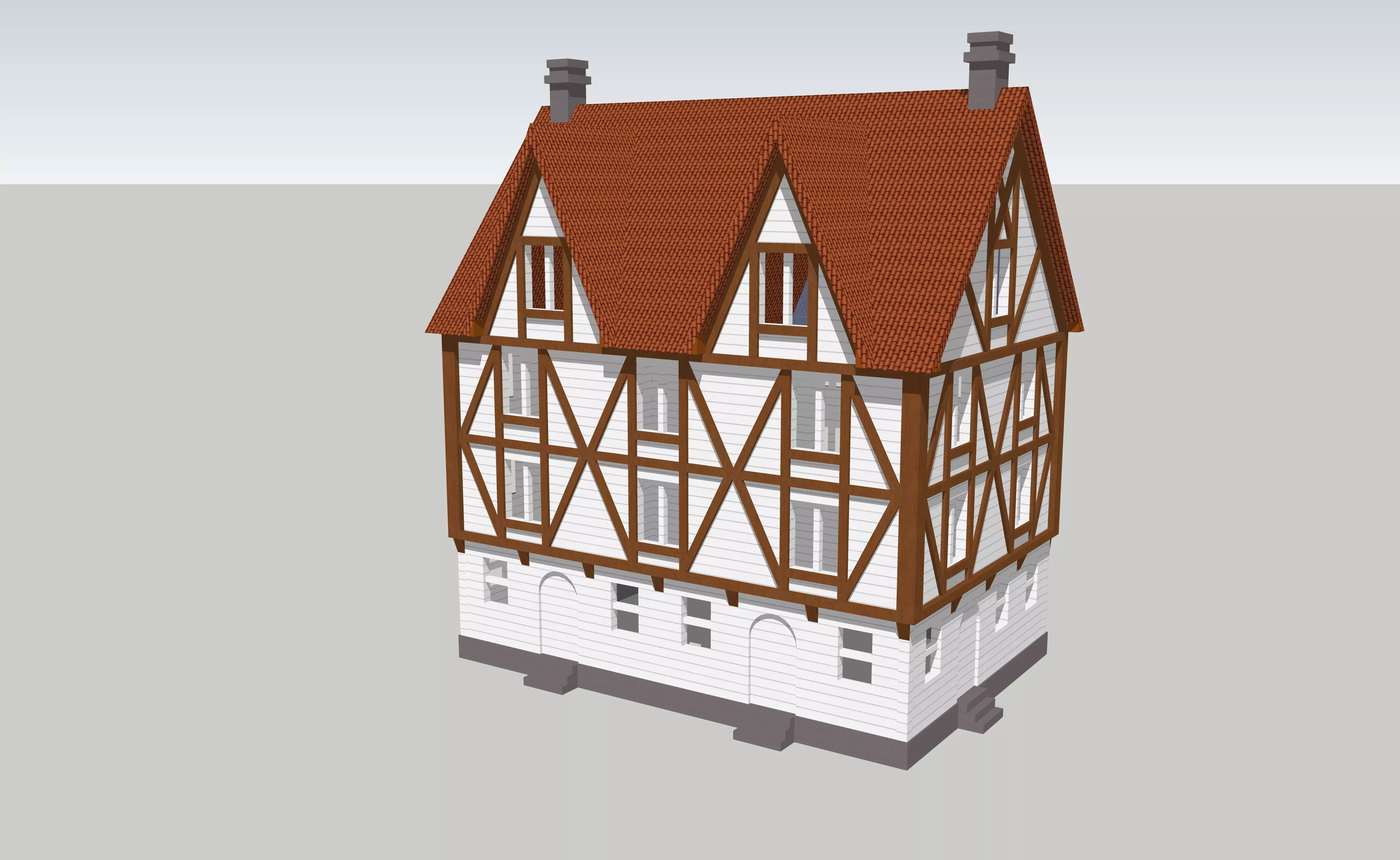 Medium Half Timbered House by Outland Models Low-poly 3D model_0