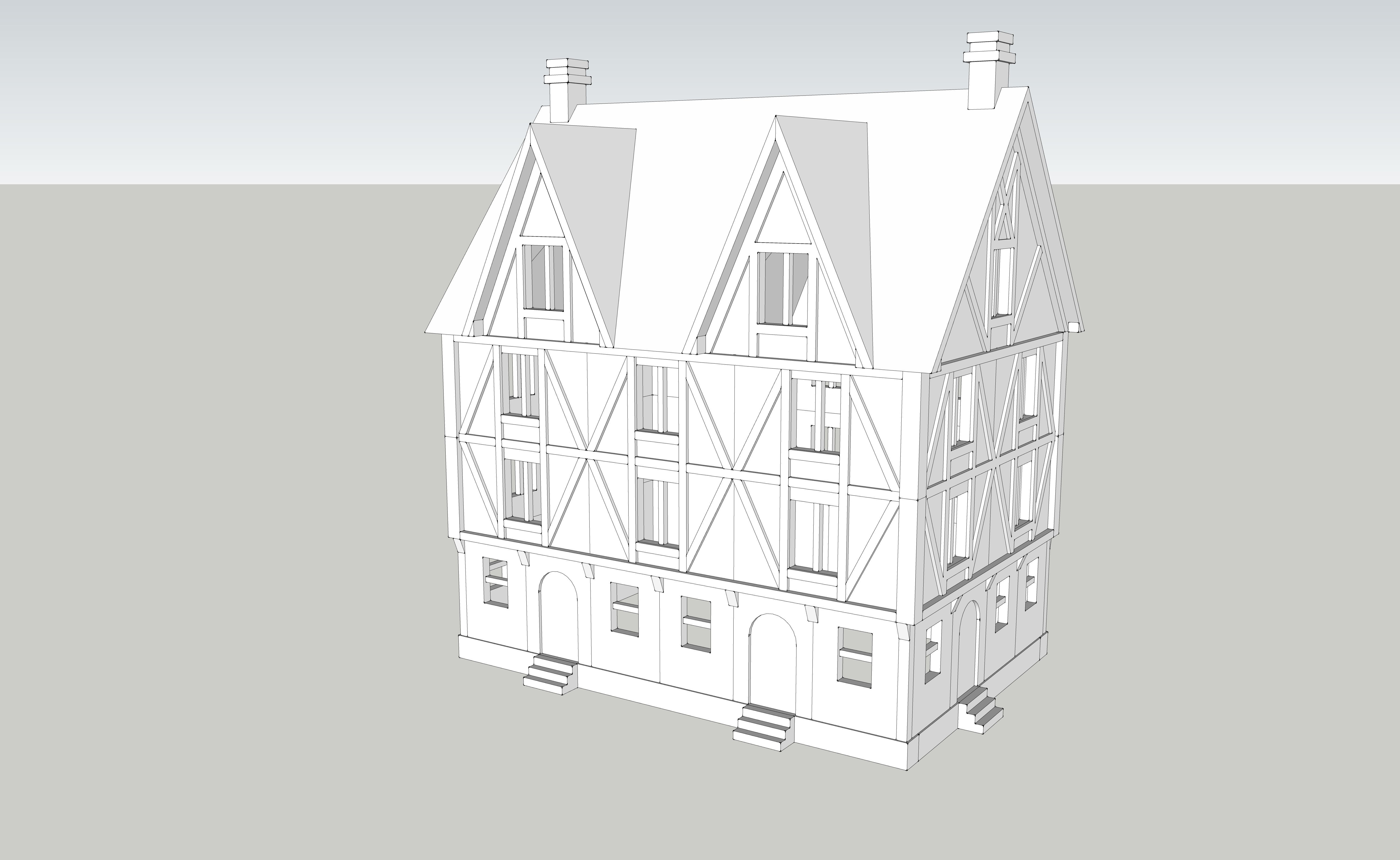 Medium Half Timbered House by Outland Models Low-poly 3D model_1