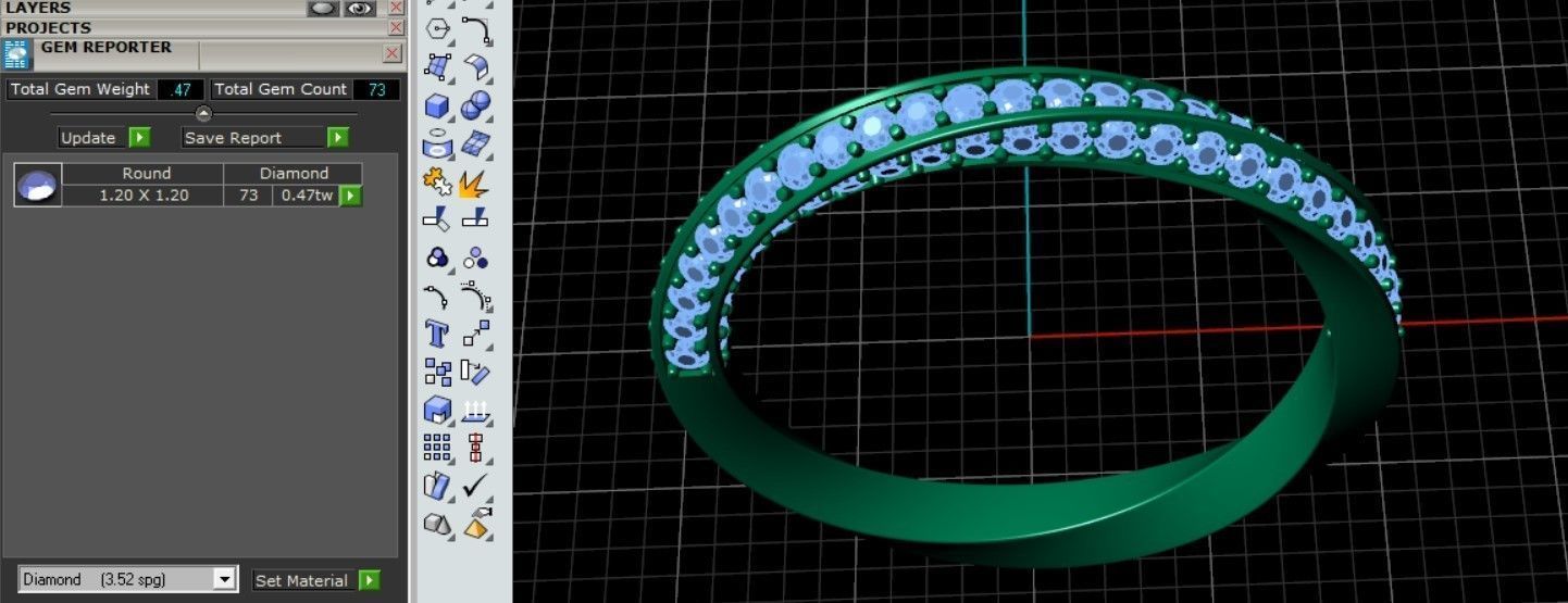 Twist Ring 3 version solid enamel stones 3D print model_5