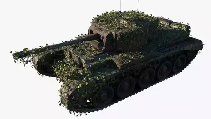 4K realistic low poly abandoned tank 