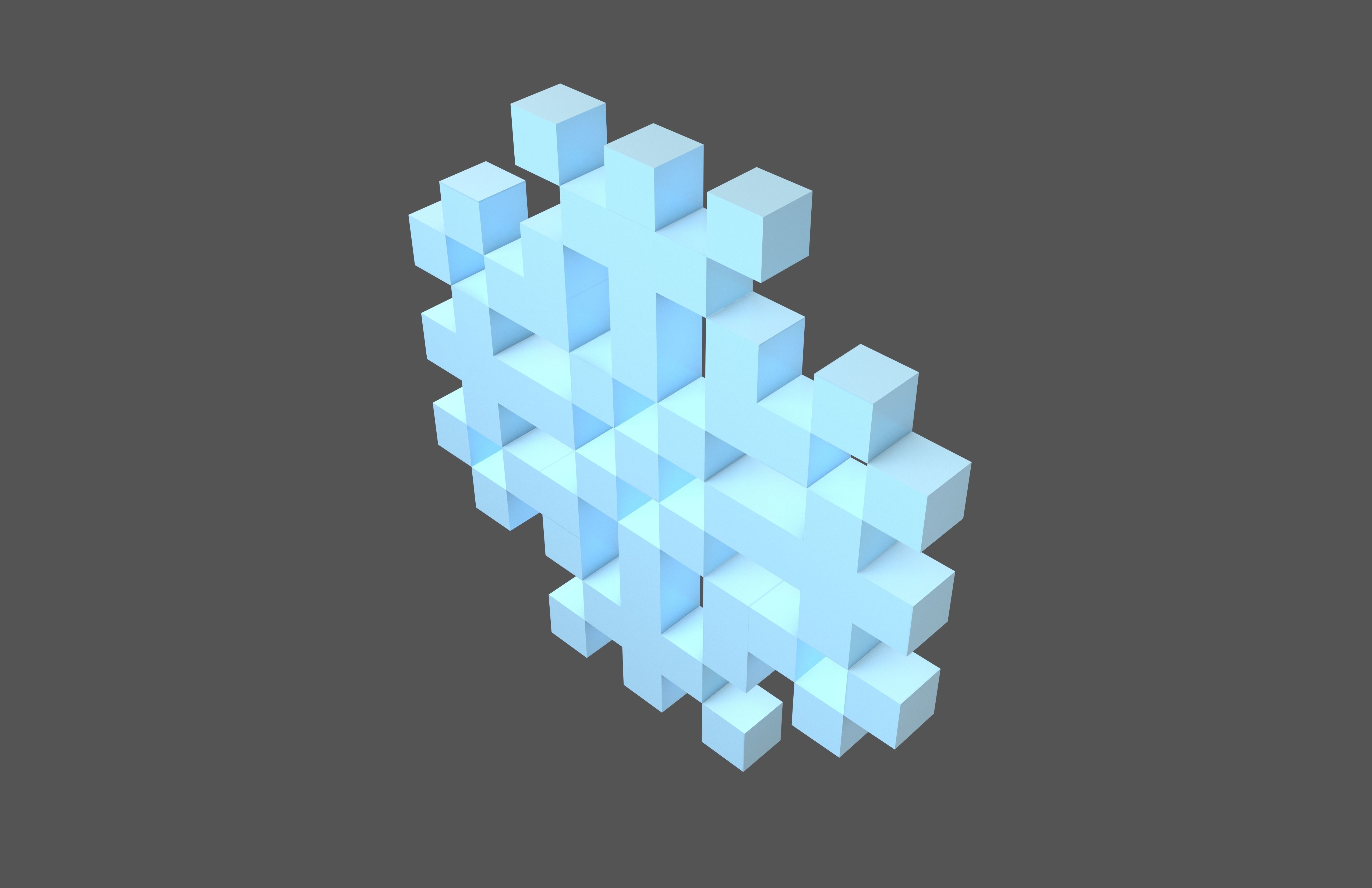 Pixel Snowflake v2 002 Low-poly 3D model_1