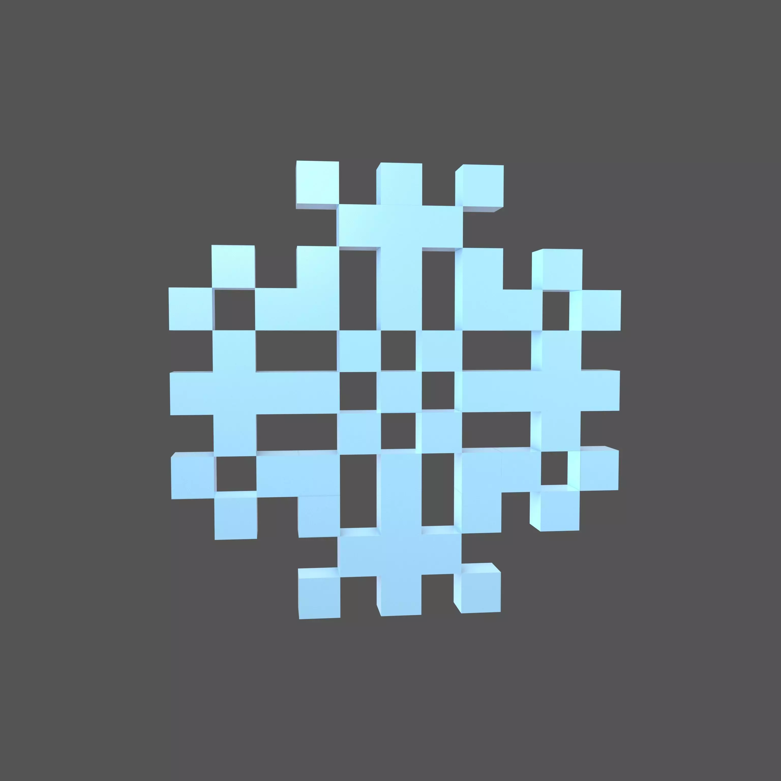 Pixel Snowflake v2 002 Low-poly 3D model_0