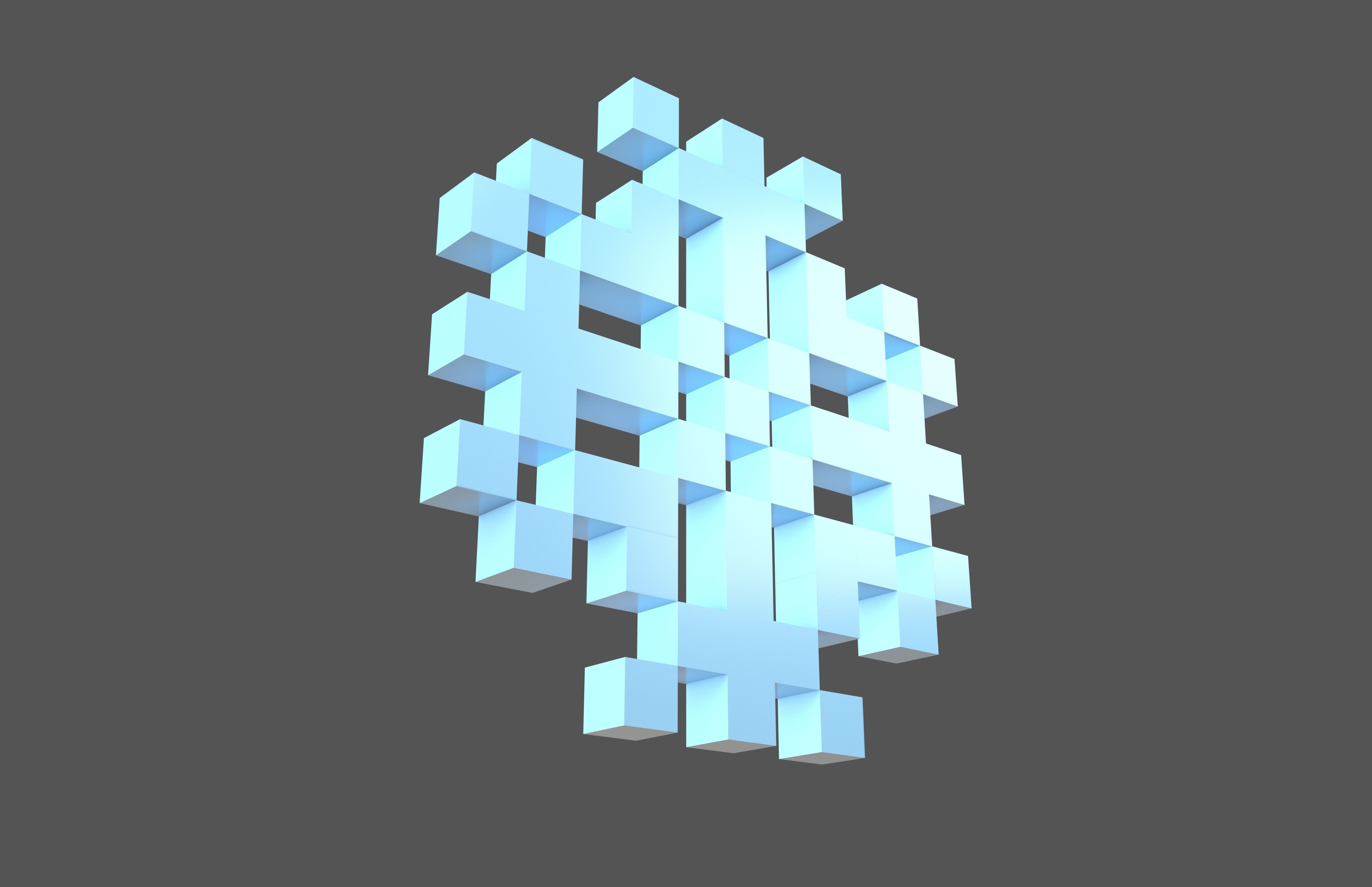 Pixel Snowflake v2 002 Low-poly 3D model_3