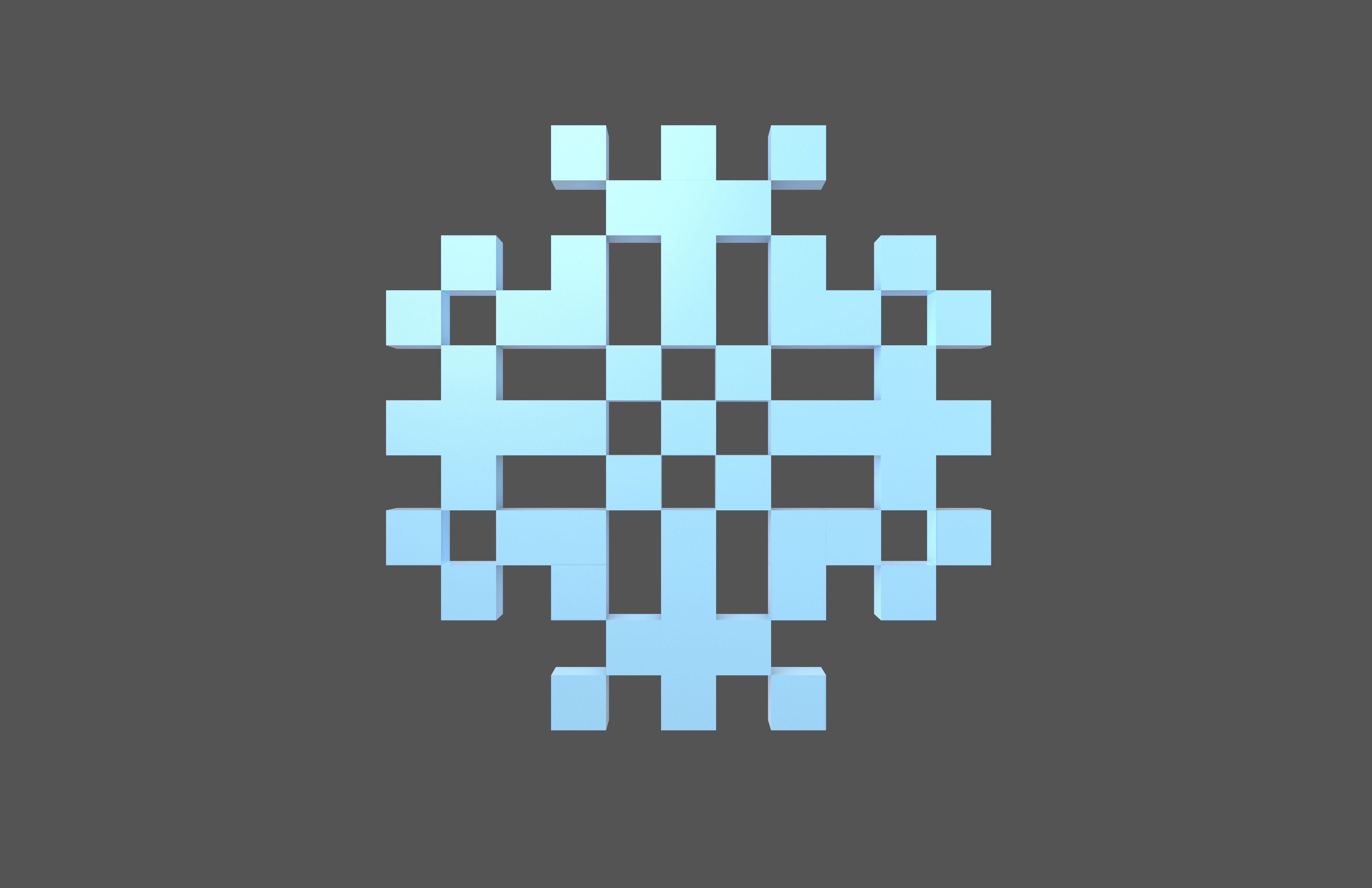 Pixel Snowflake v2 002 Low-poly 3D model_2
