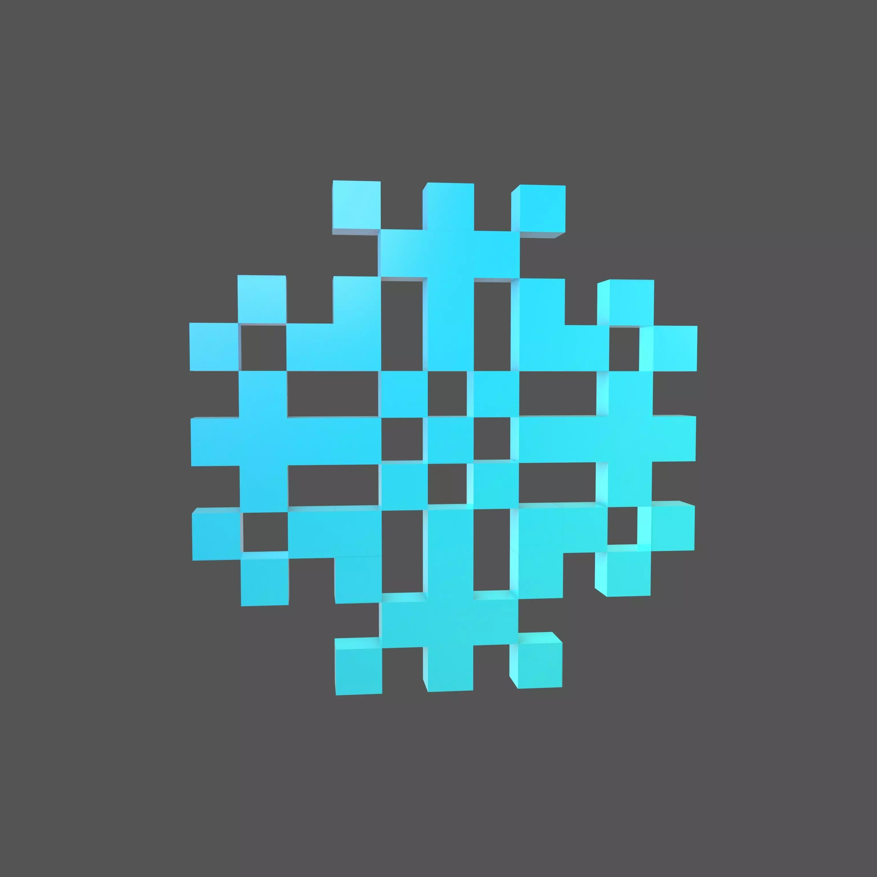 Pixel Snowflake v2 003 Low-poly 3D model_0