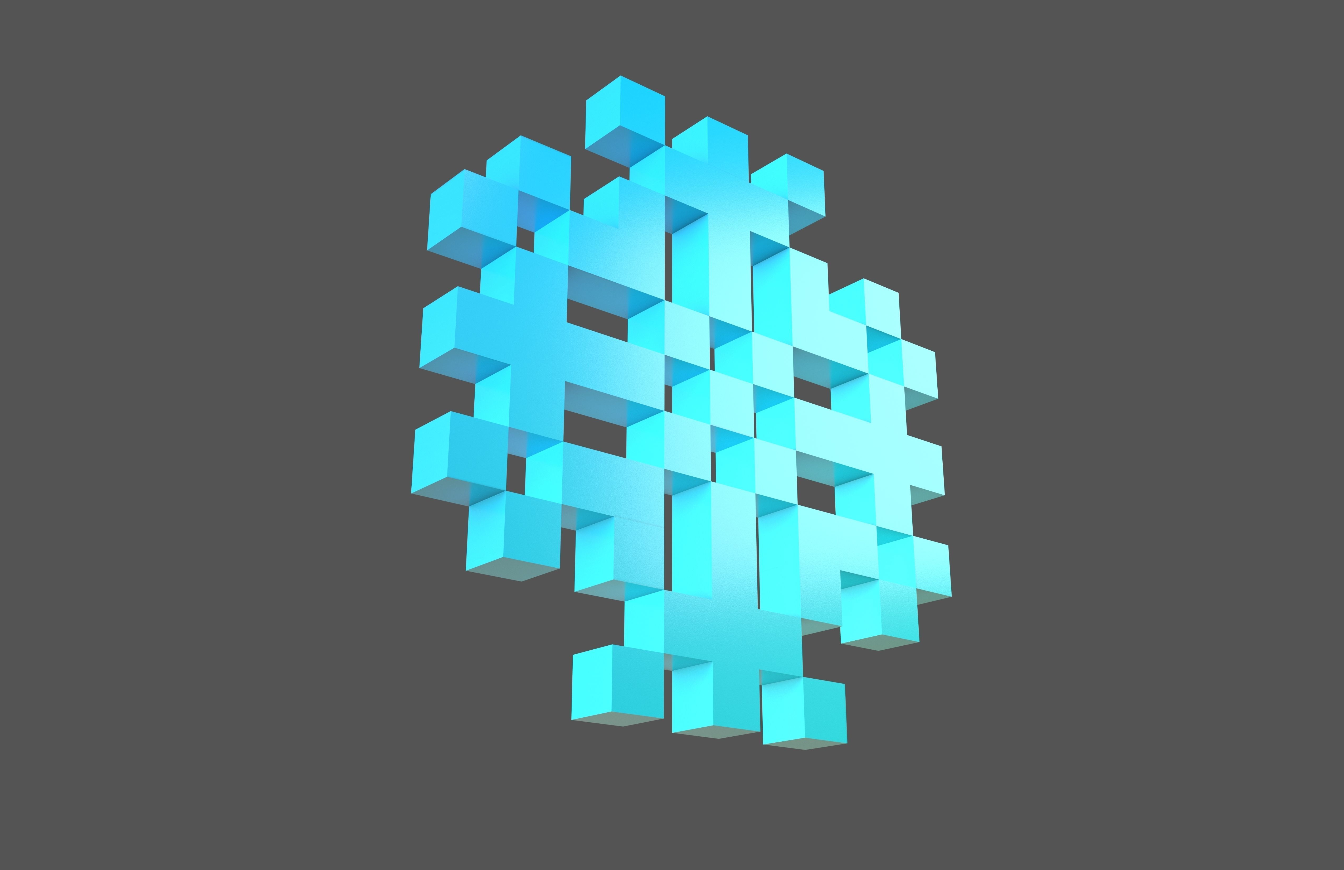 Pixel Snowflake v2 003 Low-poly 3D model_3