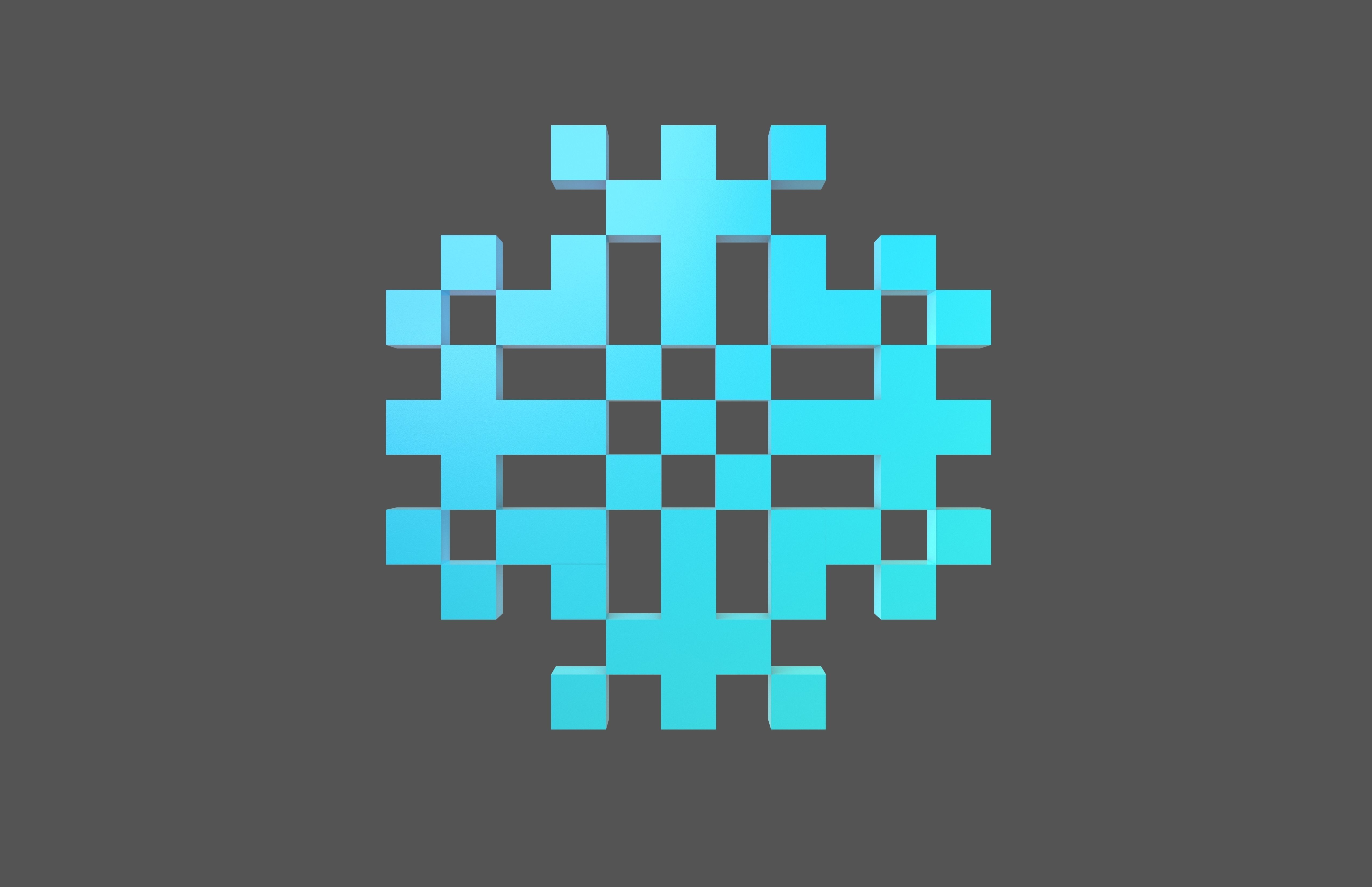 Pixel Snowflake v2 003 Low-poly 3D model_1