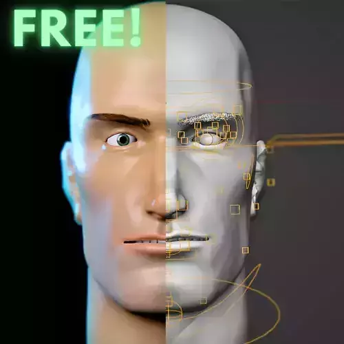 FREE Realistic Male Human Face - Rigged and Textured