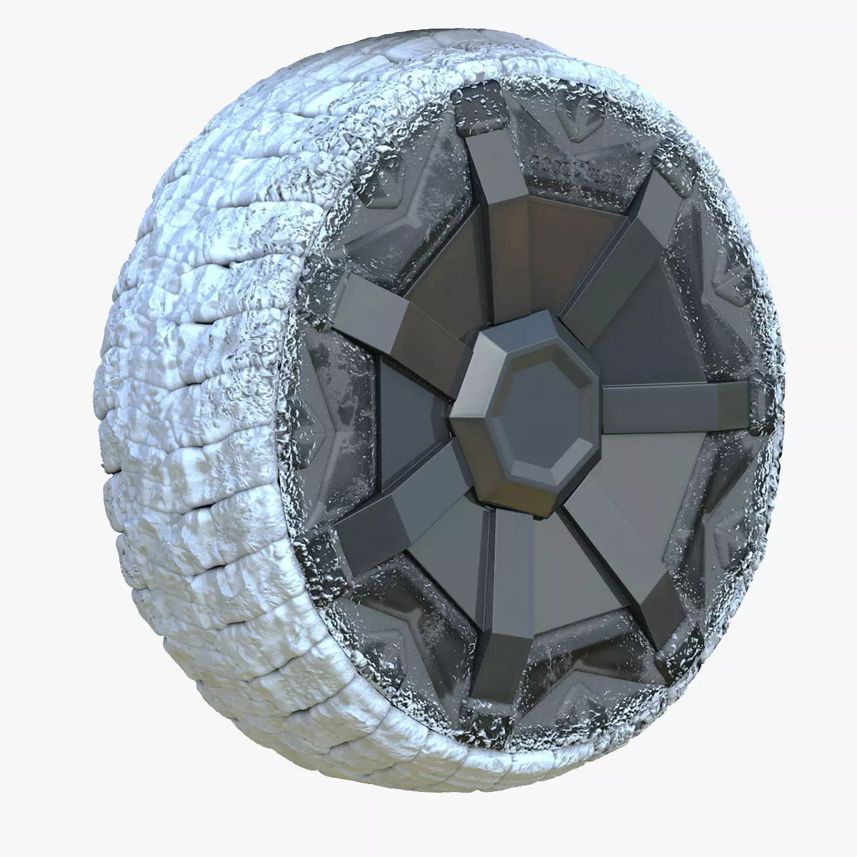 Snowy Tesla Cybertruck Wheel Low-poly 3D model