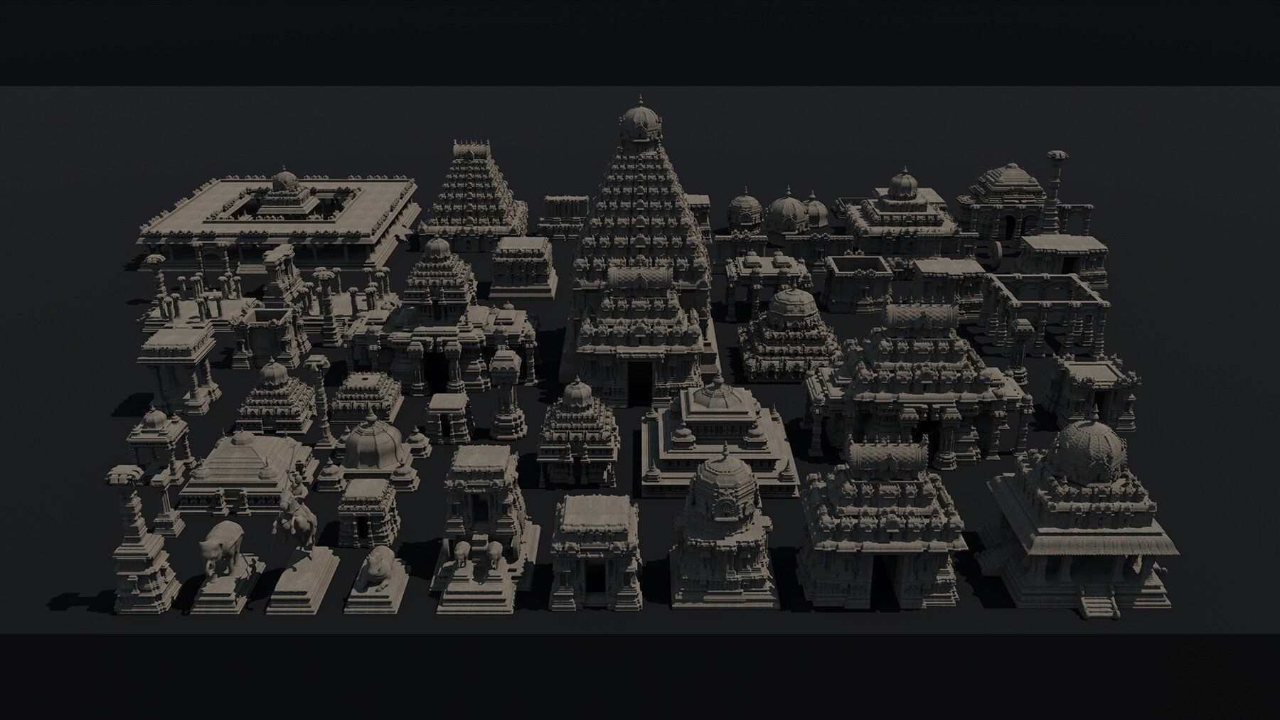 INDIAN TEMPLE - Kitbash Set 3D model_5