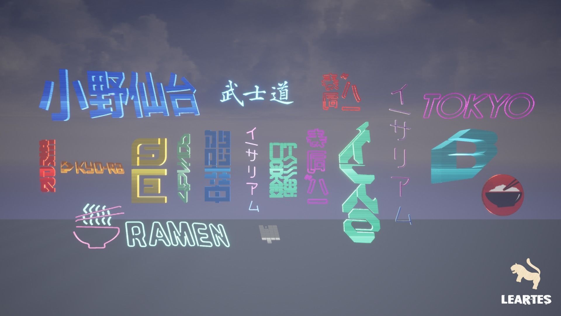 Cyberpunk Japan Holograms Set of 51 Holograms Low-poly 3D model_3