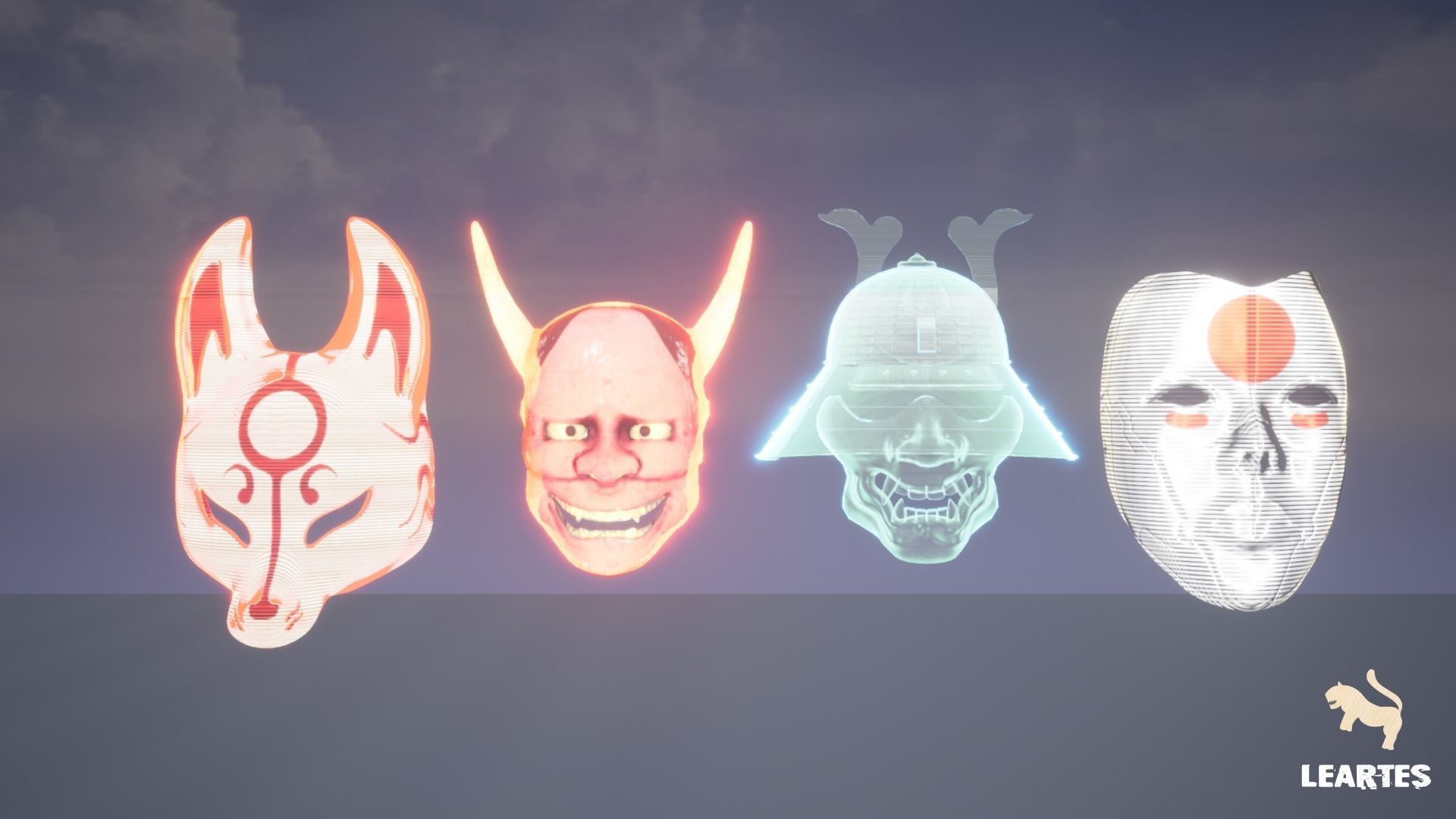 Cyberpunk Japan Holograms Set of 51 Holograms Low-poly 3D model_5