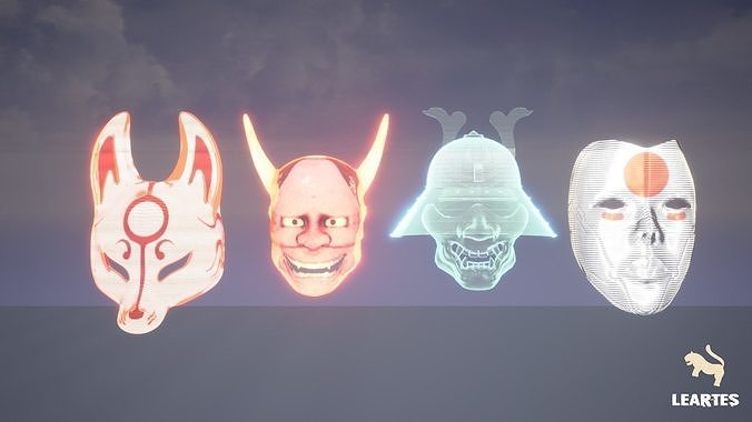 Cyberpunk Japan Holograms Set of 51 Holograms Low-poly 3D model 6