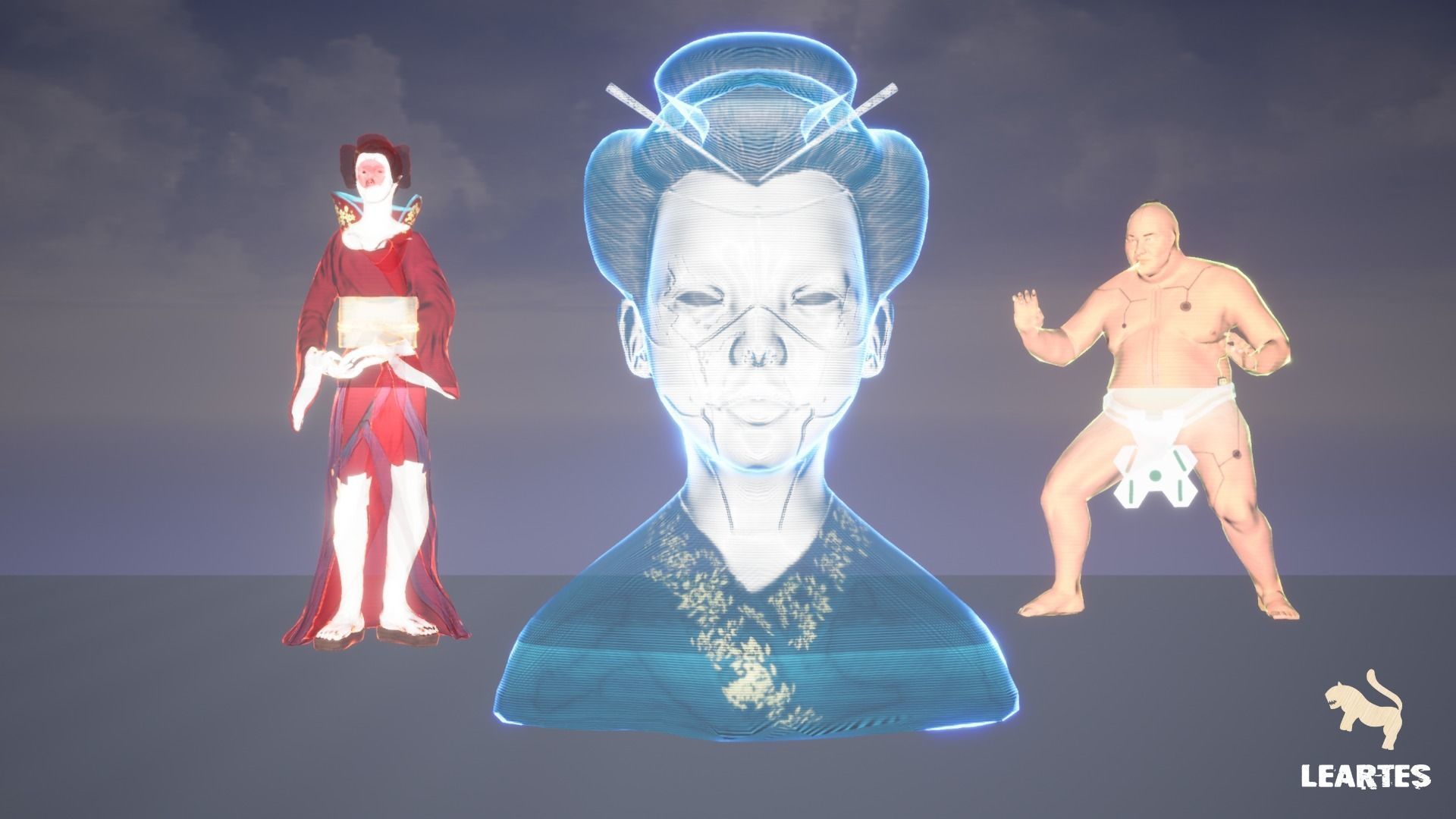 Cyberpunk Japan Holograms Set of 51 Holograms Low-poly 3D model_6