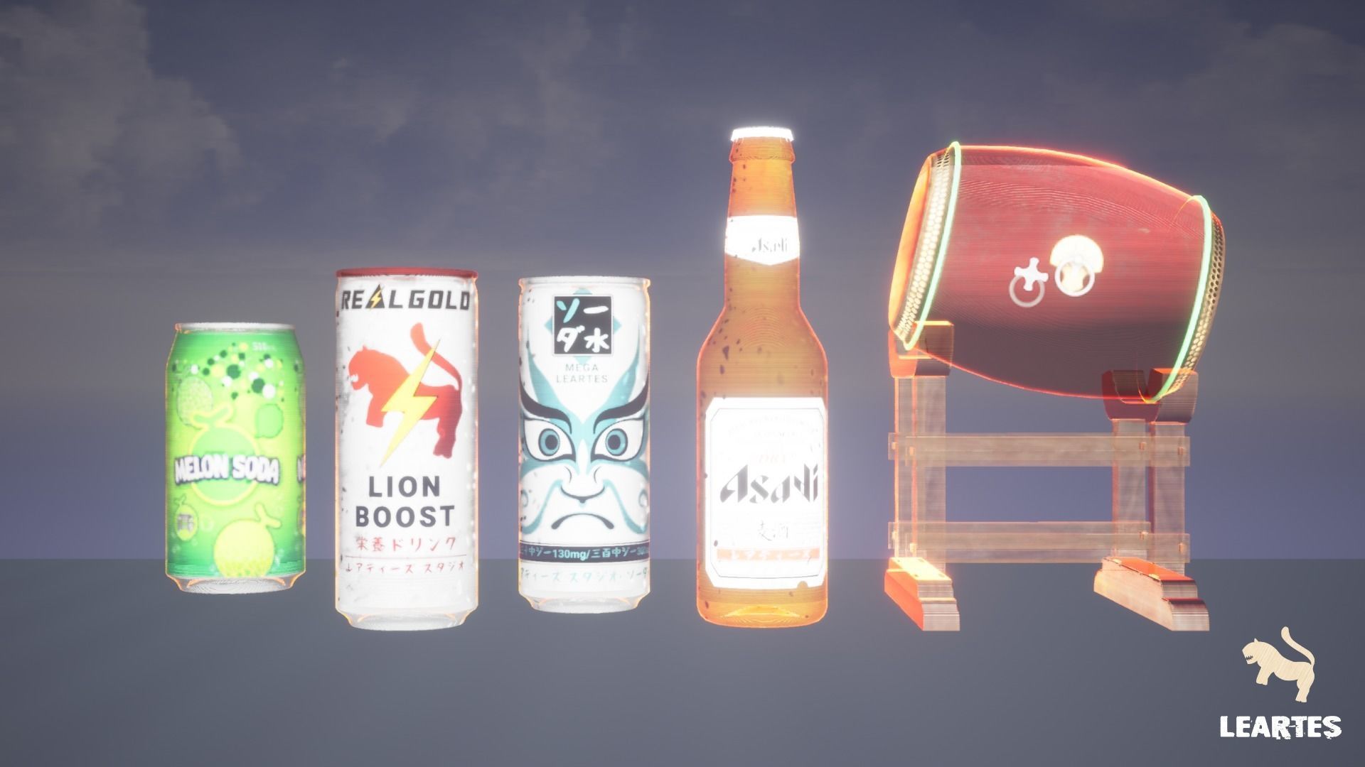 Cyberpunk Japan Holograms Set of 51 Holograms Low-poly 3D model_8