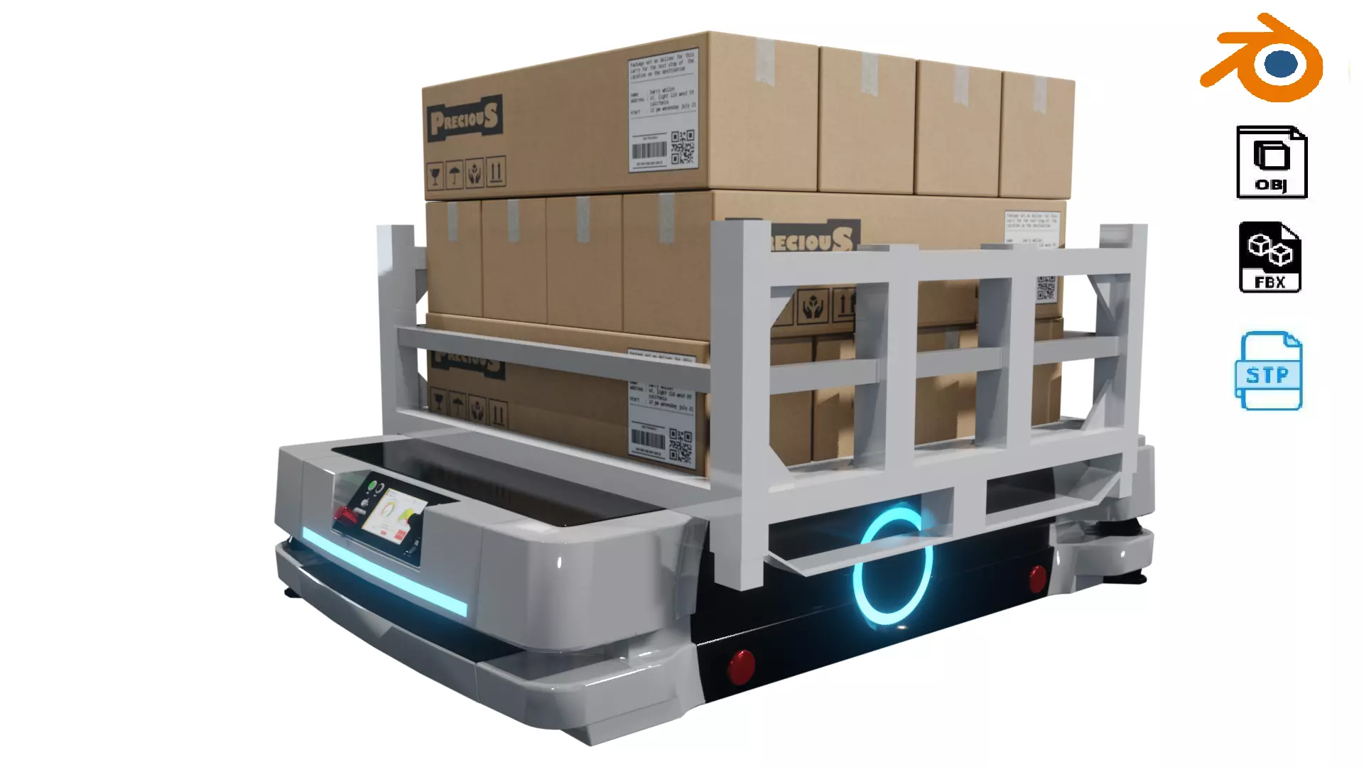 Industrial 3D AGV Trolley - Omron Free low-poly 3D model