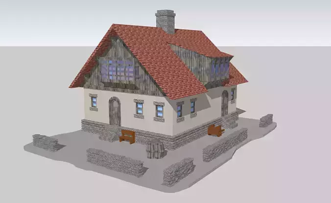 Alpine Mountain Style Farm House by Outland Models