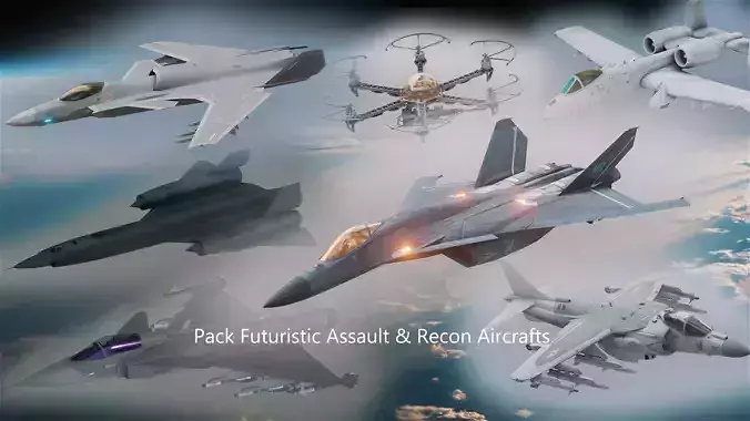 Pack - 9 Futuristic Assault  Recon Aircrafts