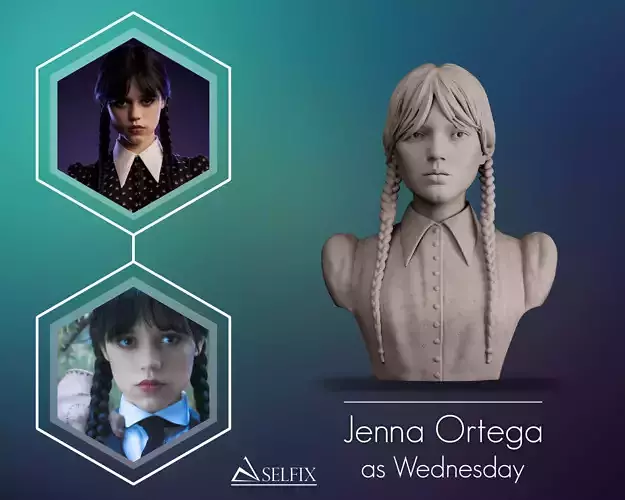 Jenna Ortega as Wednesday 3D print model
