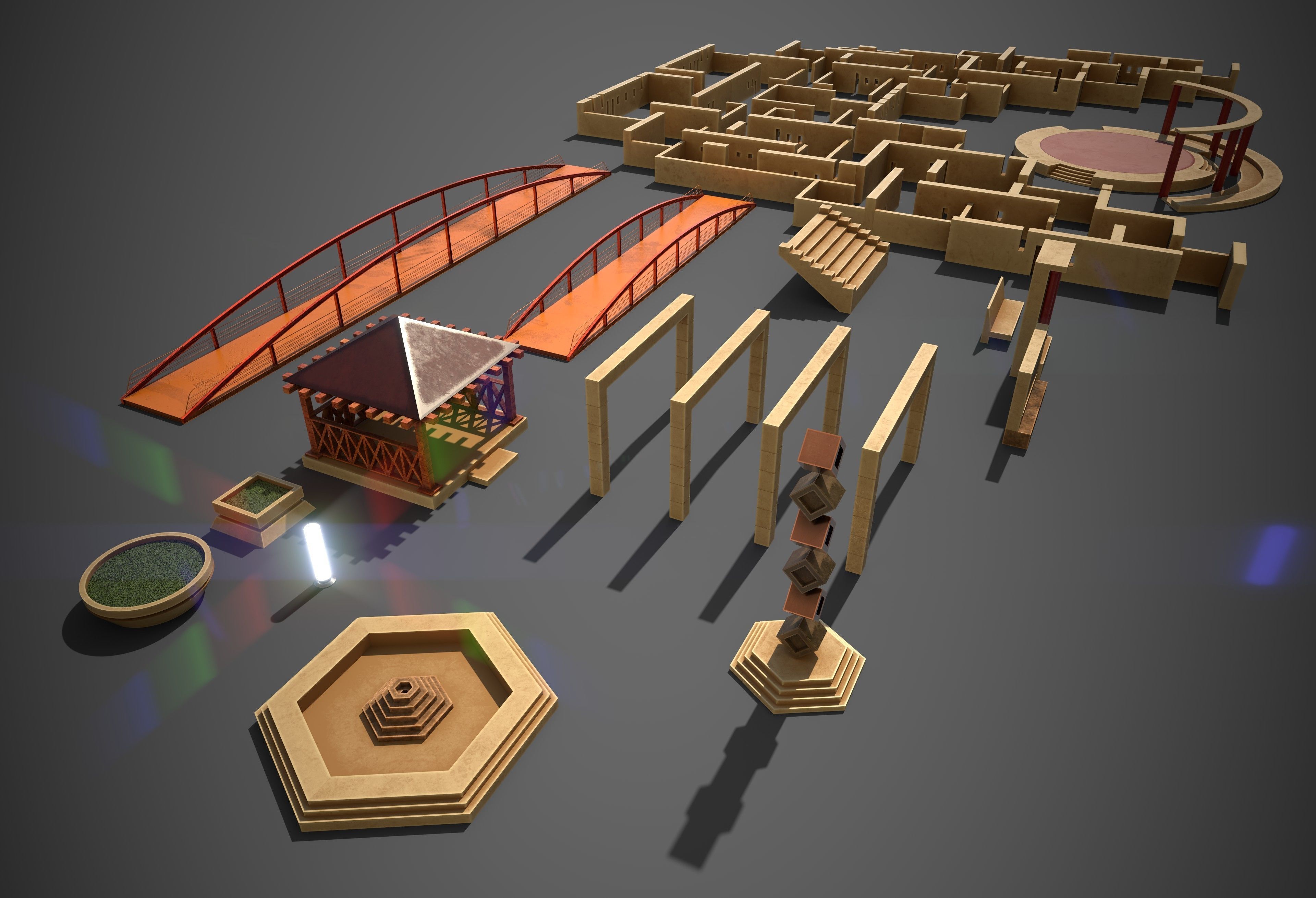 Children Park Structure Low-poly 3D model_6