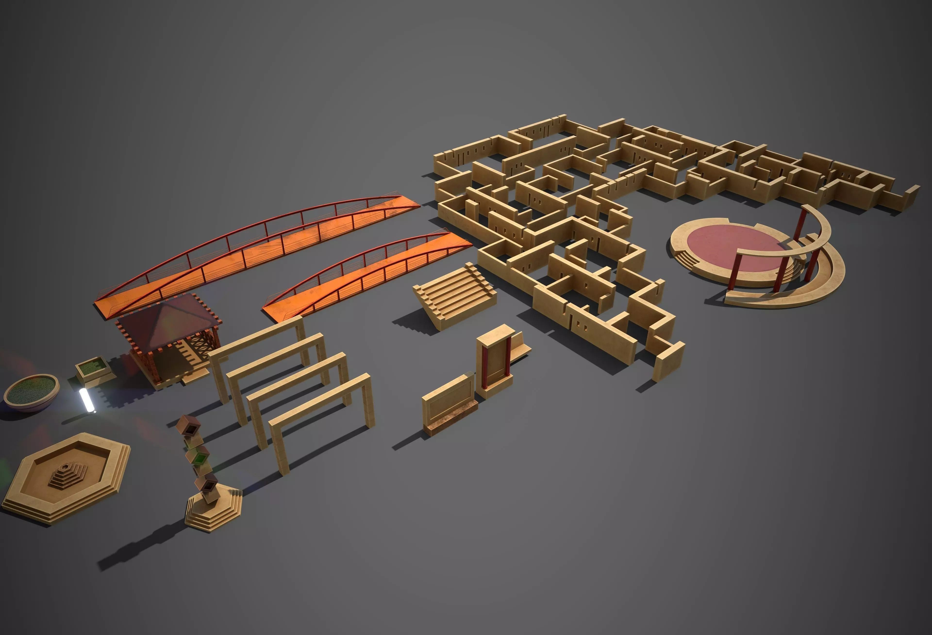 Children Park Structure Low-poly 3D model_0