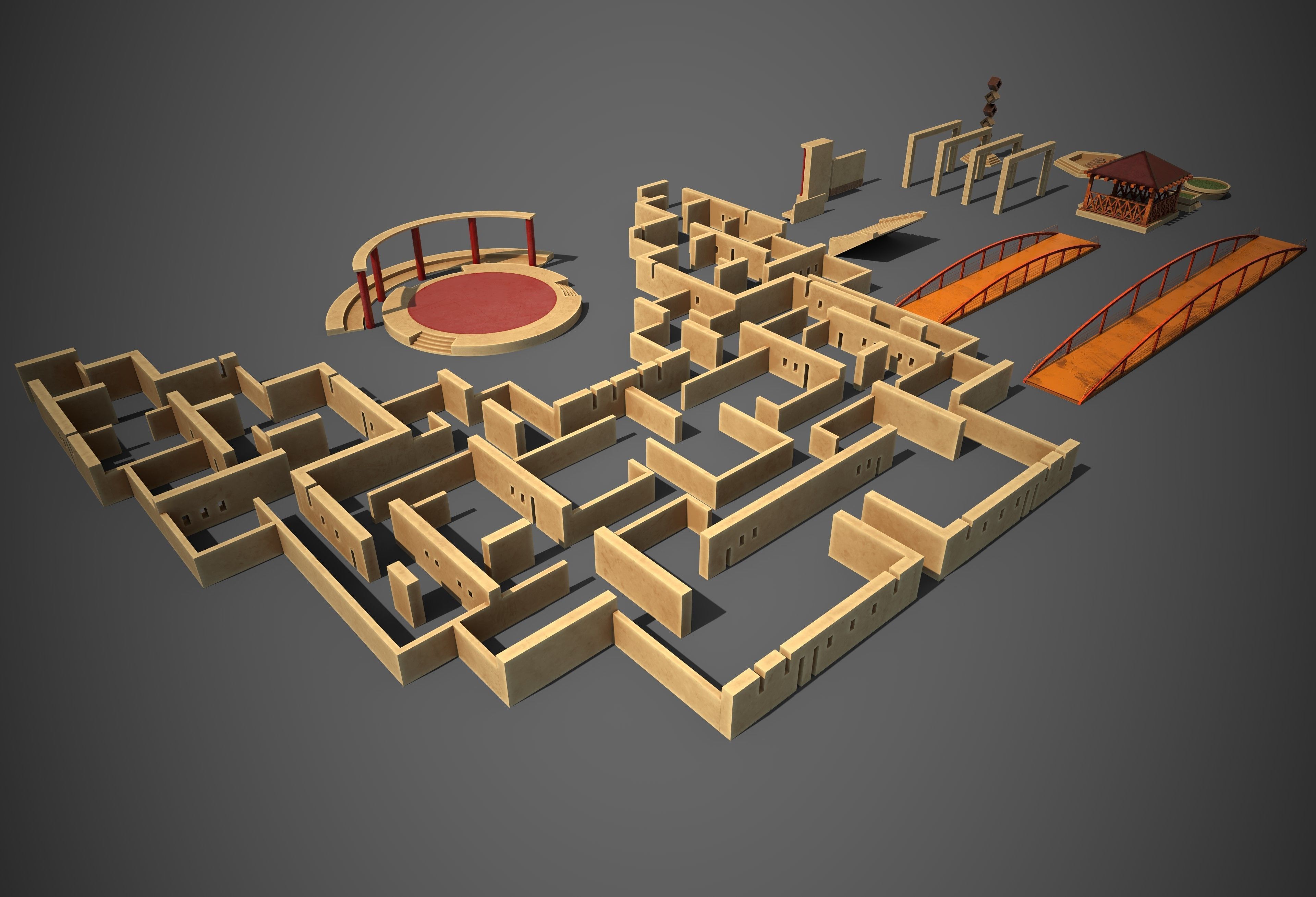 Children Park Structure Low-poly 3D model_3