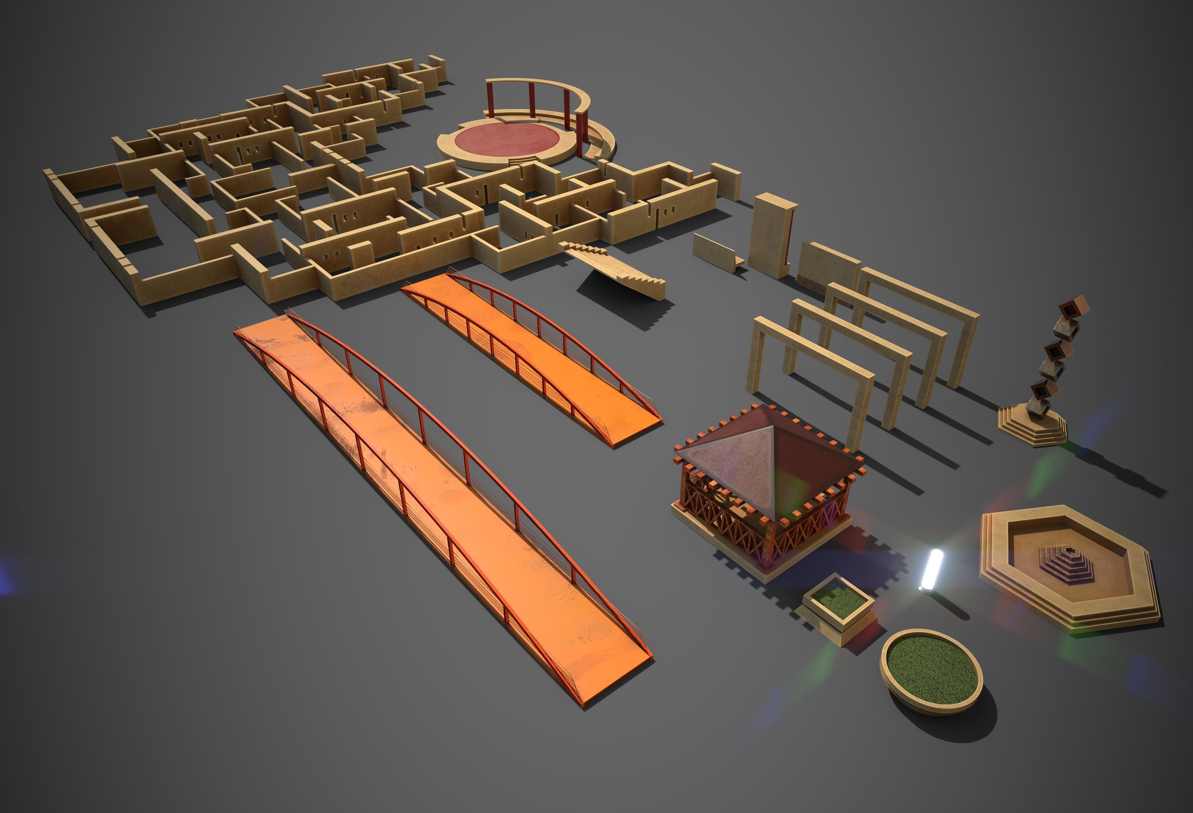 Children Park Structure Low-poly 3D model_7