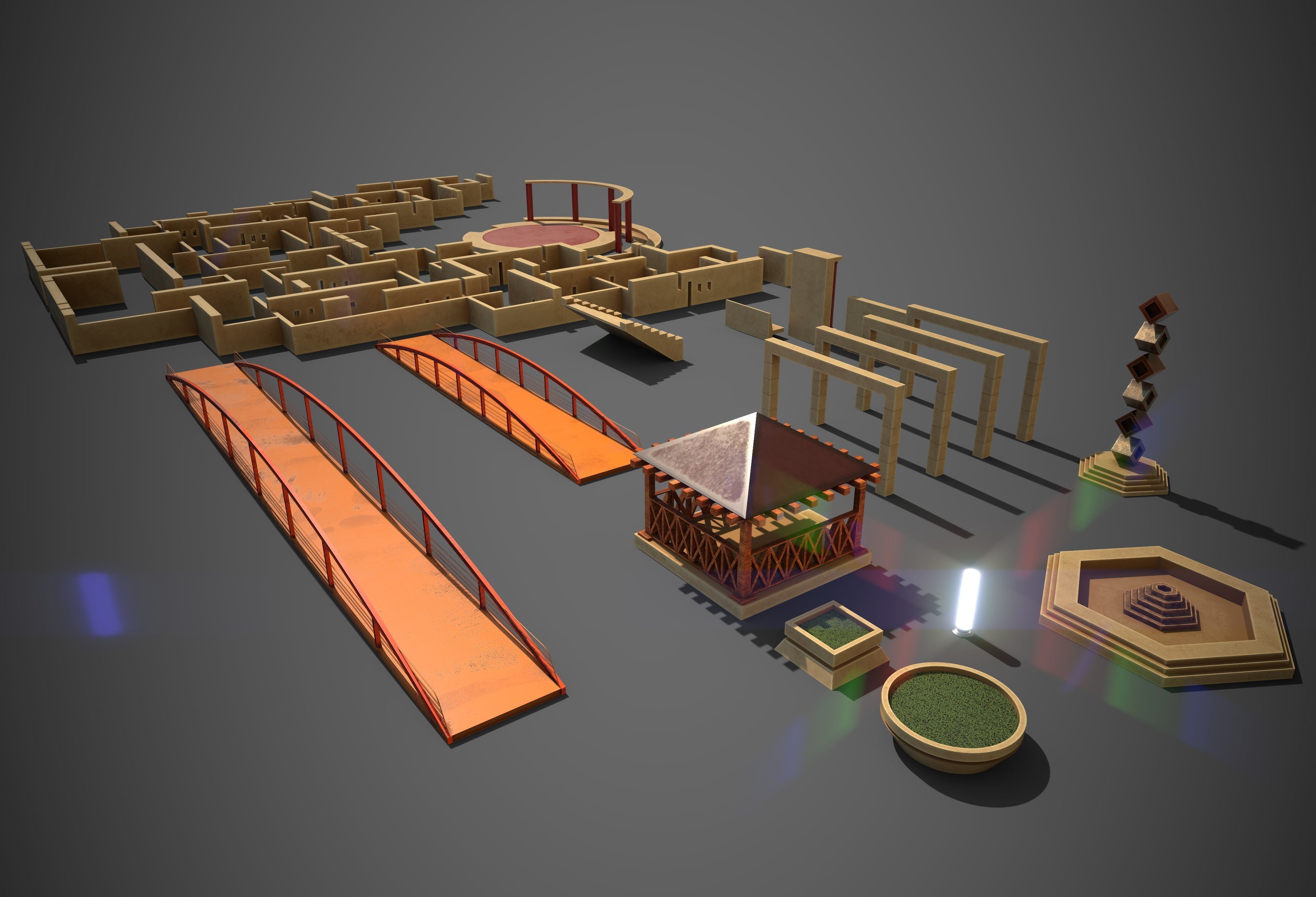 Children Park Structure Low-poly 3D model_2