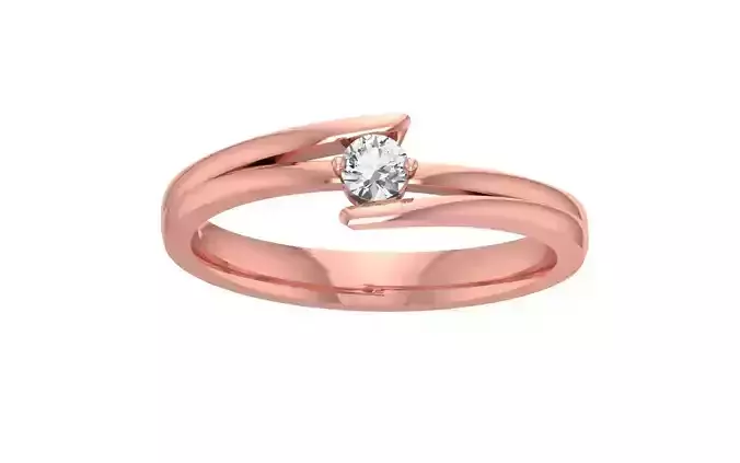 Bypass Shank Solitaire Round Diamond Wedding Band 3dm STL OBJ 