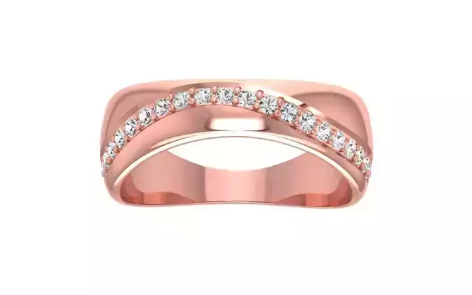 Round Diamond Women Wedding Band 3dm STL OBJ FBX Render Details