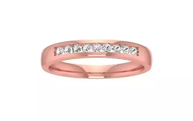 Nine Stone Round Cut Wedding Band 3dm STL OBJ FBX Render Details